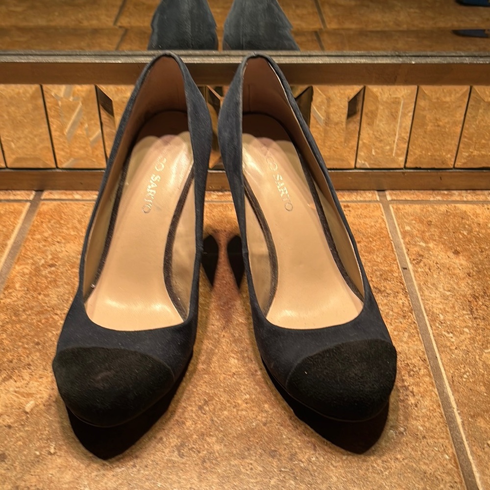 Franco Sarto Blue & Black Suede Pumps